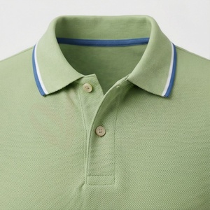 <b>Men's</b> Light <b>Green</b> Short Sleeve Pique <b>Polo</b> <b>Shirt</b> Casual Breathable Regular Fit Solid Knitted Design - Product Image 4