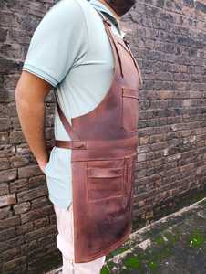 Custom Logo Leather <b>Apron</b> for Chef Kitchen <b>BBQ</b> Grill OEM ODM Wholesale Bulk Supplier Premium Leather <b>Apron</b> LPN-0300 - Product Image 4
