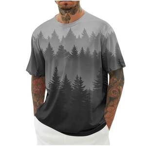 T-shirt noir à manches courtes pour homme, imprimé sublimation d'aigle et drapeau américain, logo frontal, col rond, coupe décontractée, coton respirant - Product Image 1