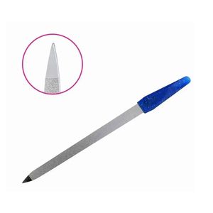 Thin Blue Handle Luxury Stainless Steel Nail File with Pointed Tip for Professional Salon Tools Kit Home Use - Product Image 3
