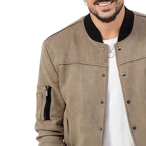 PREMIUM <b>MEN</b> CUSTOM VARSITY <b>JACKET</b> WHOLESALE VINTAGE FAUX SUEDE <b>BASEBALL</b> <b>JACKET</b> WITH SLEEVE ZIPPER POCKET - Product Image 3