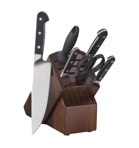 Ensemble de couteaux de cuisine marron avec manches rivetés noirs, lames argentées et ciseaux de cuisine pour couper, trancher et préparer les aliments - Product Image 6