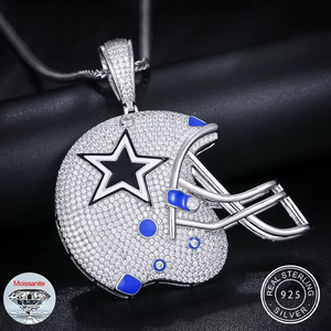 Pendentif Couronne Casque de Football Glacé en Moissanite Argentée, Style Hip Hop Luxe pour Fêtes et Événements, Bijou Tendance Personnalisé, Cadeau Streetwear - Product Image 3