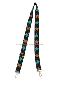 <b>Navy</b> Blue Star Beaded Bag Strap CITYY Lettering Seed Bead Shoulder Handle Sports <b>Purse</b> Crossbody Handbag Accessory Wholesale B2B - Product Image 3