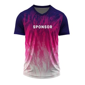 Camiseta de Voleibol Sublimada de Alta Calidad con Degradado Morado y Rosa, Manga Corta, Cuello en V, Transpirable, de Poliéster, para Deportes de Equipo - Product Image 1