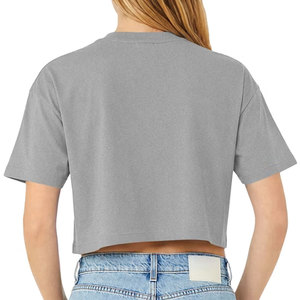 Camiseta Corta de Verano para Mujer al por Mayor, de Color Liso, Manga Corta, Cuello Redondo, Algodón y Spandex Elástico, Ajuste Delgado Básico - Product Image 6