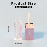 Vente en gros de tubes de brillant à lèvres carrés et uniques de marque privée personnalisés de 7ml tubes vides d'huile à lèvres emballage de tube cosmétique