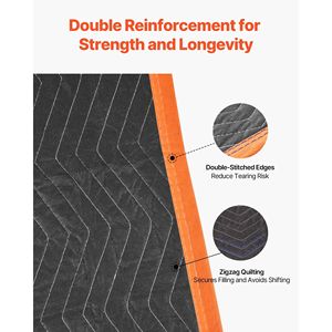 6 couvertures de déménagement grandes et résistantes 72 x 40, en tissu non tissé rembourré avec rembourrage en coton, matériau de protection et d'amortissement, 32 lb/dz - Product Image 3