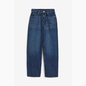 Pantalones Vaqueros de Mezclilla de Cintura Alta, Corte Recto, Lavado Oscuro, Largura al Tobillo, Ajuste Holgado, Casuales para Mujer, 100% Algodón, Color Sólido, para Otoño - Product Image 5