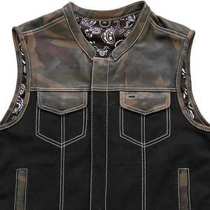 Gilet en cuir et toile pour motard infanteriste - Product Image 2