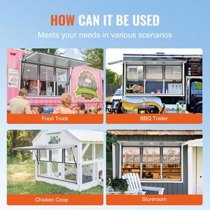 Finestra per Chiosco in Lega di Alluminio 60x36 Pollici per Food Truck, Finestre a Sollevamento Verticale con Tendalino e Gancio di Traino - Product Image 6