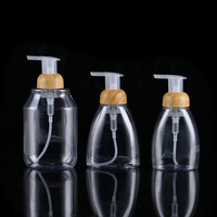 Bouteille pompe à savon moussant en plastique PET transparent de 500 ml avec motif bambou pour transfert d'eau