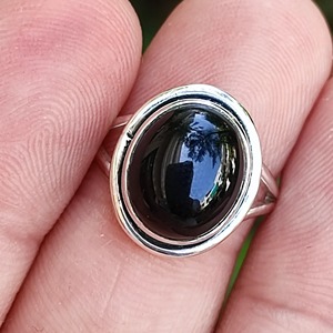 Black Onyx <b>Ring</b> 925 Sterling <b>Silver</b> Handmade Boho <b>Statement</b> Promise <b>Ring</b> for Women Natural Oval Black Onyx <b>Ring</b> July Birthstone - Product Image 5