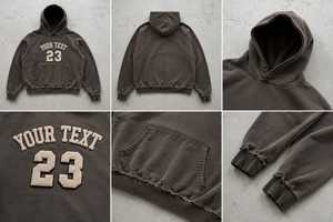 รับผลิตเสื้อฮู้ดดี้สตรีทแวร์แบบสั่งทำจากโรงงานโดยตรง ผ้าฝ้ายถัก 100% พิมพ์ลายดิจิทัล ทรงโอเวอร์ไซส์ แบบครอป สไตล์วินเทจ - Product Image 5