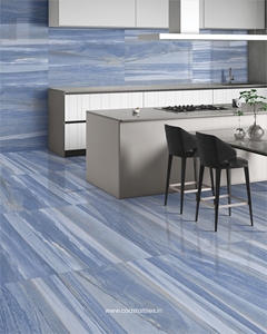 Carreaux de sol en porcelaine antidérapants bleu et blanc très demandés 600x1200x9mm, résistants au feu, isolation thermique de qualité AAA, pour villas modernes - Product Image 1