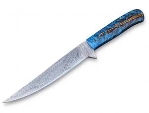 Cuchillo de Acero de Damasco Hecho a Mano con Mango de Resina de Piña Azul, Utensilio de Cocina - Product Image 4