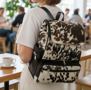 Available In Various Colors Sizes Leather Hair On <b>Backpack</b> Bags Zip-up Highly Demanded anti-shrink Real Hair On <b>Backpack</b> Bags - Product Image 1