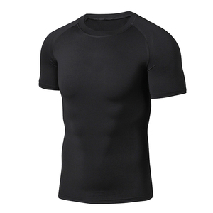 T-shirt uni noir à col rond pour homme, 100 % coton jersey, manches courtes, doux, décontracté, anti-boulochage, logo avant, vente en gros OEM - Product Image 3