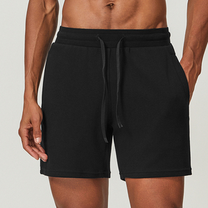 Shorts Bermuda en Coton Noir pour Homme, Taille Élastique avec Cordon de Serrage, Coupe Mi-Haute, Décontracté, Respirant, en Tricot avec Poches - Product Image 5