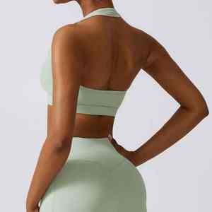 Sujetador deportivo halter transpirable para mujer al por mayor con copas acolchadas extraíbles para entrenamiento, yoga, fitness, de secado rápido - Product Image 6