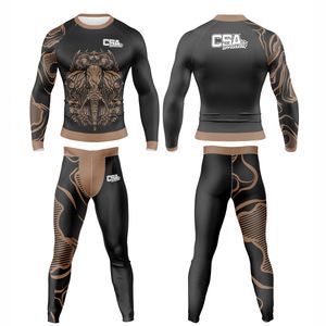 Conjunto de Rashguard Personalizado con Diseño Impreso Digitalmente para BJJ, MMA y Lucha Libre, Venta al Por Mayor Directa de Fábrica, Traje de Compresión Transpirable para Hombre - Product Image 1