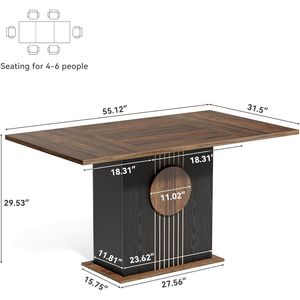 Set Tavolo da Pranzo Moderno Rettangolare per 6 Persone, Mobili da Cucina in Legno Resistente con Base Elegante - Product Image 3