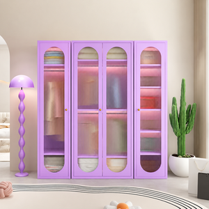 Modern Tall <b>Wardrobe</b> with Polycarbonate Ribbed Doors <b>Large</b> Capacity Space-Saving Clothing Organizer for Bedroom Home Storage - Product Image 1