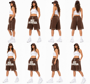 Shorts en molleton pour femme, taille à cordon de serrage personnalisable, coupe ample, décontractés, 100% coton épais, pour l'hiver, longueur genou - Product Image 4