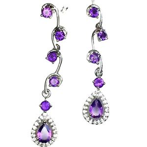 Boucle d'oreille en argent sterling 925 avec pierre précieuse d'améthyste naturelle de qualité AAA très beau et design unique et parfait pour toute occasion - Product Image 1