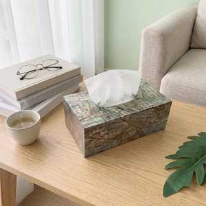 Wholesale Quality Classic Square Mother Pearl <b>Tissue</b> Boxes Mosaic <b>Pattern</b> Design Eco-Friendly Free Standing Decorative <b>Paper</b> - Product Image 4