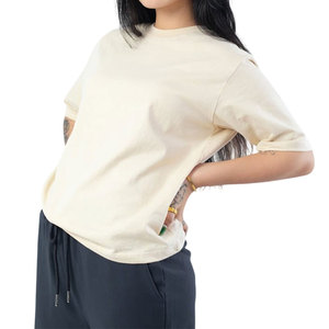 เสื้อยืดคุณภาพพรีเมียม OEM ODM ขายส่ง ผ้าฝ้ายและโพลีเอสเตอร์ เสื้อยืดเปล่าทรงหลวมสำหรับผู้หญิง ไหล่ตก รุ่นซัมเมอร์ 2026 - Product Image 2