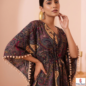 Women Printed <b>Kaftan</b> Dress Loose Fit Elegant Soft Fabric Wear <b>Summer</b> Cover Up Resort Island Vacation Bulk Supply - Product Image 6