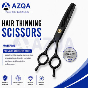 Stainless Steel Black Coated Hair Thinning Scissors With Textured Teeth Ergonomic Finger <b>Rings</b> And <b>Adjustable</b> Screw - Product Image 3