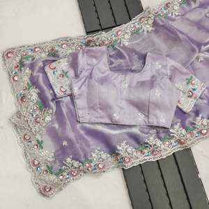 Embroidered Party <b>Saree</b> with Sequins Treads & Coding for Club Wear - Product Image 2