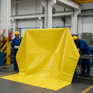 Bâche ignifuge résistante aux flammes avec œillets renforcés, stabilisée aux UV, en polyéthylène pour la couverture de camions et de conteneurs - Product Image 1