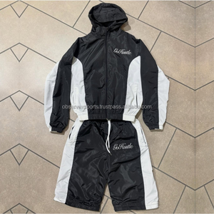 Conjunto Deportivo de Nylon con Logotipo Personalizado, Chaqueta y Pantalones Cortavientos de Poliéster - Product Image 2
