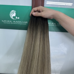 Extensions de cheveux véritables avec ruban adhésif 4 extensions de cheveux bruns et 24 extensions de cheveux de trame de peau sans couture blonde Double trame de machine - Product Image 4