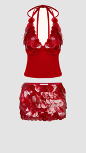 Falda Choli de Diseño con Bordado de Hilo de Seda Rangoli y Lentejuelas, con Bolero, Color Vino - Product Image 4