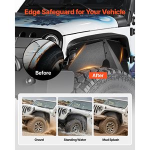 Parafanghi Anteriori in Acciaio per Jeep JK/JKU 2/4 Porte 2007-2018, Compatibili con Rivestimento Interno del Parafango Modello 'Splash' - Product Image 3
