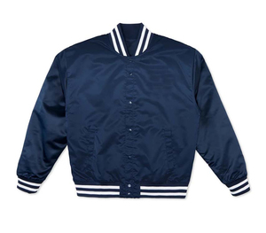 Veste universitaire bleu marine pour femme, best-seller, manches longues, col rabattu, bordure contrastée, matière polyester respirante, broderie - Product Image 1