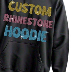 Sweat-shirt à capuche personnalisé pour homme avec strass, texte multicolore scintillant, streetwear en molleton de coton, vente en gros - Product Image 6
