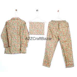 Pijamas de Mujer Hechos a Mano con Estampado Indio - Conjunto Premium 100% Algodón Puro para Primavera y Verano - Product Image 4
