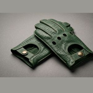 Nouveaux gants de mode pour hommes en cuir véritable non doublés, gants de conduite tricotés, gants de sport à écran tactile et mitaines - Product Image 5