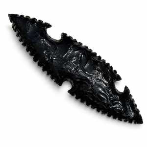 Obsidienne noire naturelle de 10 pouces, polie, faite à la main, de forme irrégulière, en pierre volcanique, pointe de flèche, pierre précieuse décorative Feng Shui - Product Image 1