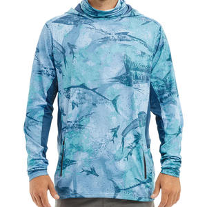 Sweat à capuche unisexe pour la pêche, pull-over uni UPF 35 anti-UV, manches longues, vêtements d'extérieur avec logo personnalisé et tissu 160g - Product Image 3