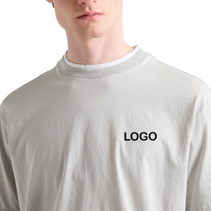 Camiseta de algodón prémium minimalista para hombre, corte holgado, estilo urbano, peso pesado, OEM, personalizada, camisetas para hombre, top para hombre - Product Image 4