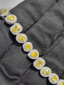 925 Silver Moissanite Tennis Bracelet <b>Iced</b> <b>Out</b> Brilliant Cut Claw Setting Gold Plated <b>Chain</b> Link Trendy Women Men for - Product Image 5