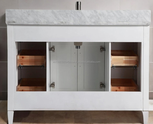 Hardwood Marble Vanity 60 Inch with Mirror Bathroom Vanity Luxury Bathroom Vanities White Bathroom Cabinet - Product Image 5