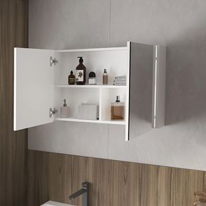 Armadietto bianco a 2 ante per medicinali con specchi inclusi per mensole da bagno - Product Image 2
