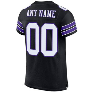 Maillot de football américain personnalisé noir et bleu, col en V, manches courtes, maille respirante, 100% polyester, pour homme adulte, sport - Product Image 2